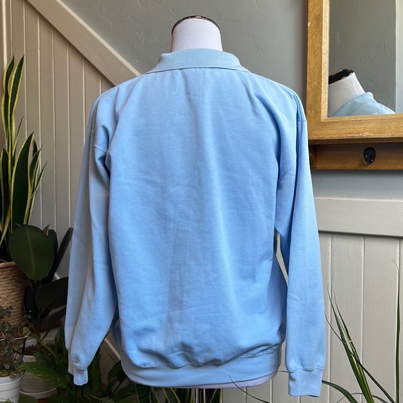 Vintage Puma Sweatshirt with Collar in Sky Blue - Picture 4 of 15